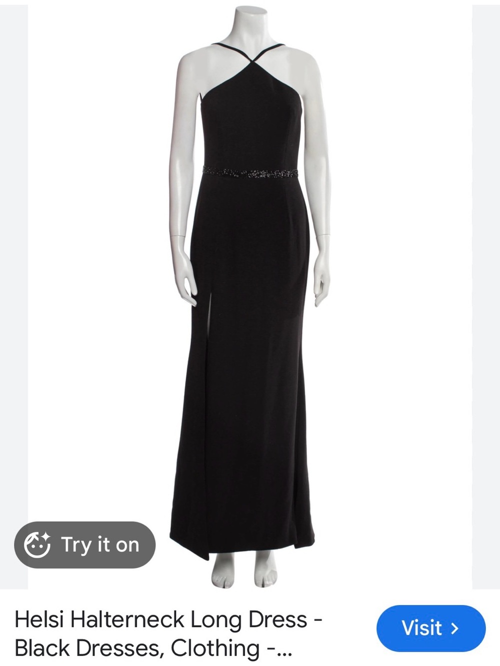 Black Halter Maxi Dress with Beaded Waist